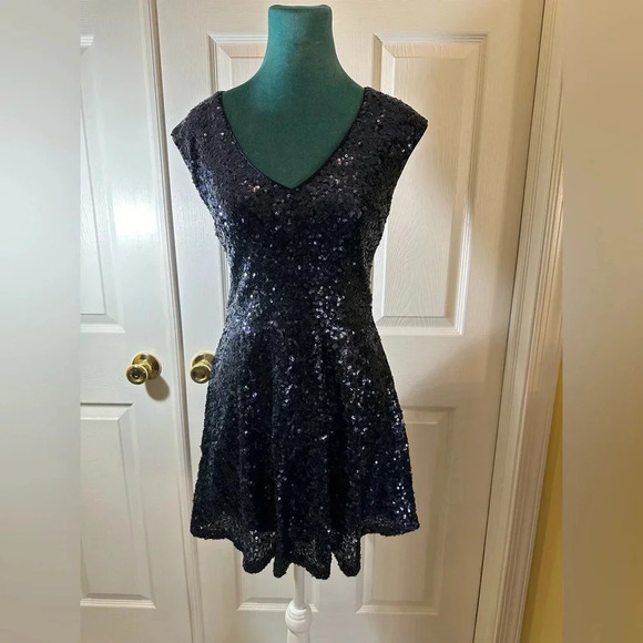 Vintage Y2K Forever 21 Blue Sequin Dress - Picture 1 of 12
